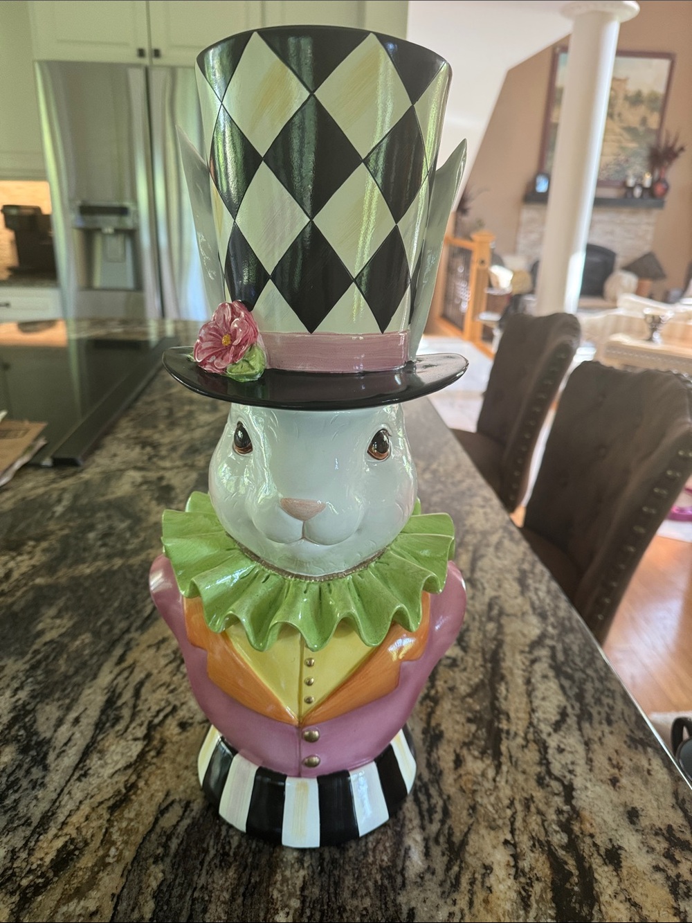 Mackenzie Childs Bunny with Harlequin Top Hat